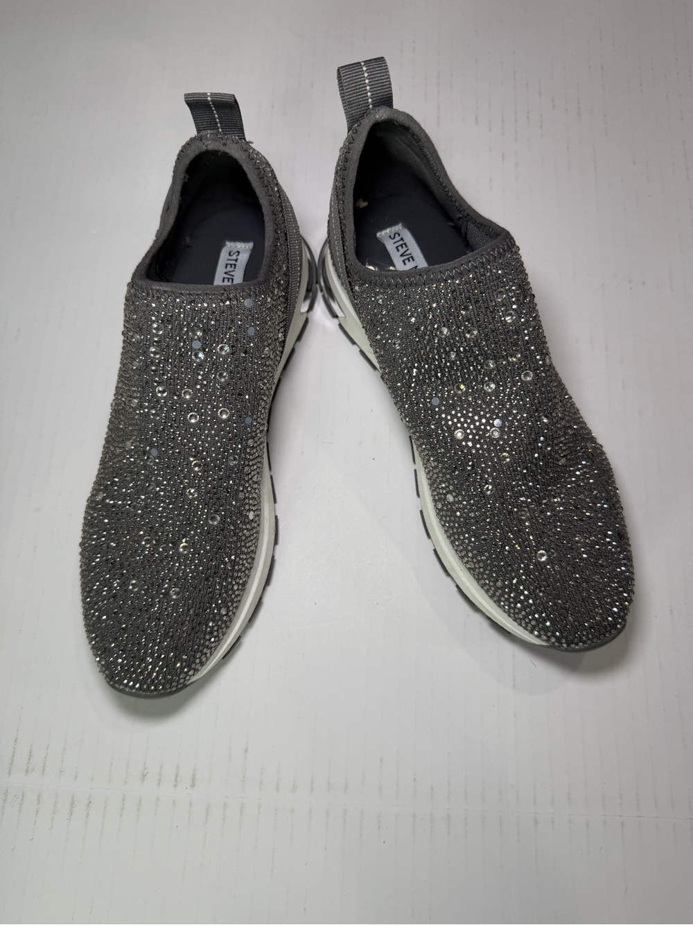 Steve Madden Men's Charcoal Slip-On Crystal Knit Sneakers